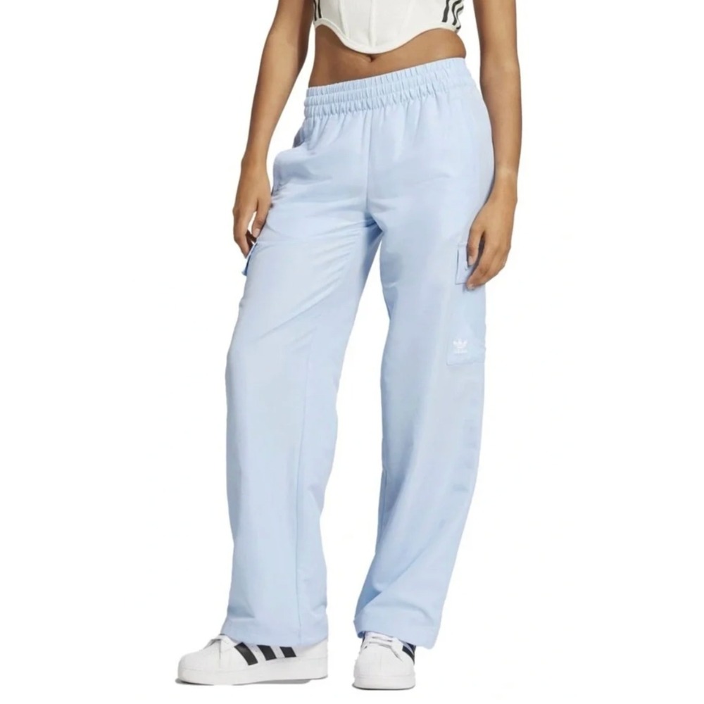 Adidas | Wide-Leg Cargo Parachute Pants Light Blue | Sz XS